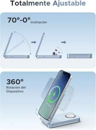 UGREEN MagFlow Qi2 25W Cargador Inalámbrico 3 en 1
