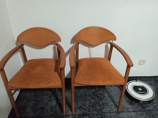 2 Sillas Madera Asiento Naranja