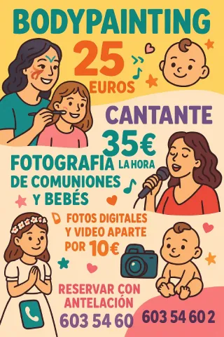 Cantante, body paint, fotógrafa.