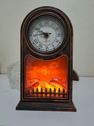 Reloj Decorativo Chimenea Fuego