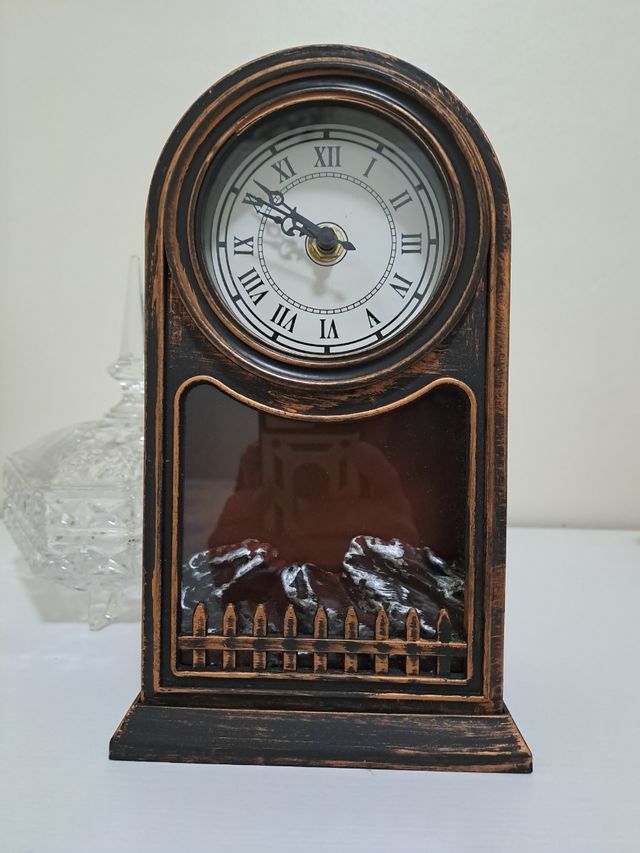 Reloj Decorativo Chimenea Fuego