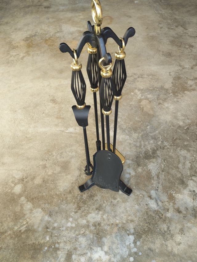 Set da camino metallo nero e oro