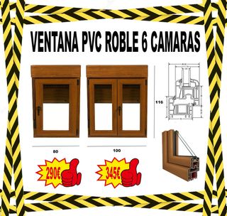 VENTANA PVC ROBLE 6 CÁMARAS