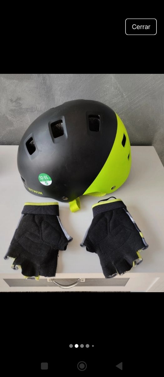 Casco y guantes de bicicleta Talla S