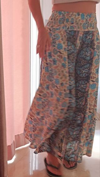 Falda pantalón  larga estampada boho