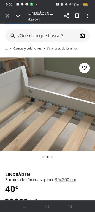 Somier láminas pino Ikea 90x200 cm