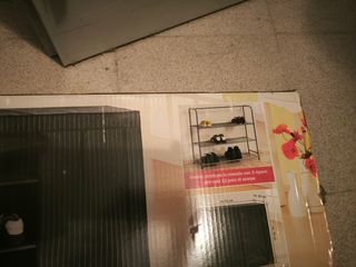 Zapatero plegable tela negro y amarillo