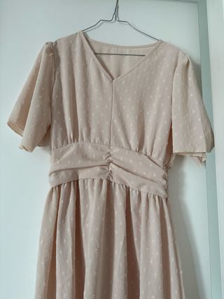 Abito midi rosa cipria elegante