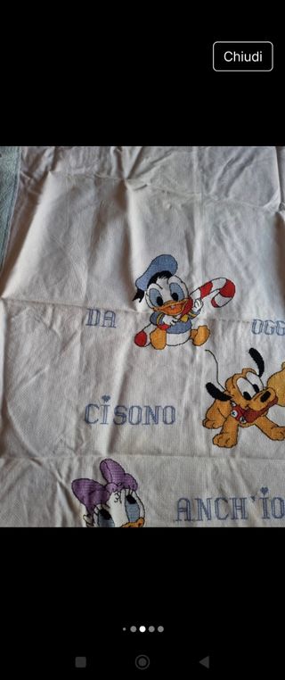 Copertina carrozzina con pizzo azzurro ricamata