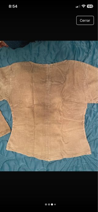 Camisa de pana beige manga larga