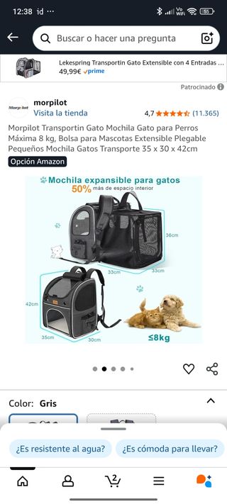 Mochila Transportín Gatos/Perros pequeños