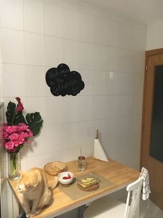 Mesa Cocina Blanca Tapa Madera Roble