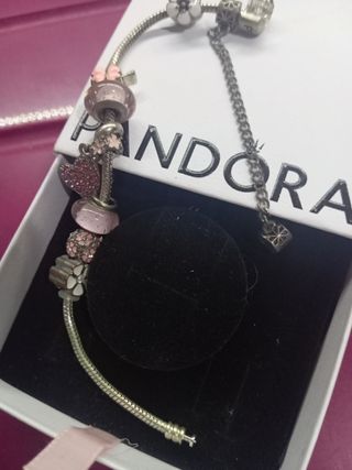 Pulsera Pandora Plata y Rosa
