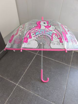 Paraguas infantil unicornio transparente