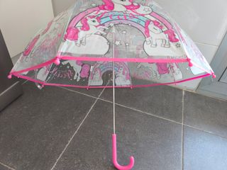 Paraguas infantil unicornio transparente