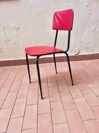 Tavolo vintage formica rossa con cassetto + sedia