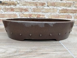 Maceta bonsai cerámica marrón