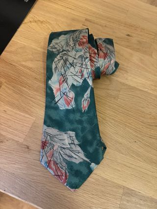 Corbata Seda Vintage Verde Multicolor