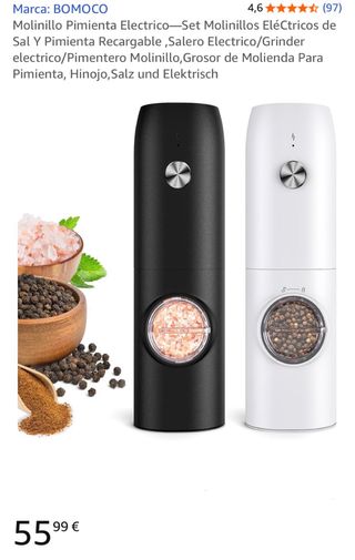 Set 2 Molinillos con Led Recargables