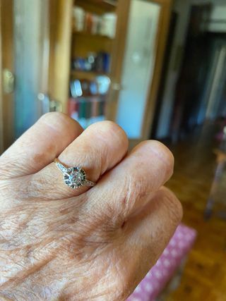 Anillo oro 18k antiguo brillantes