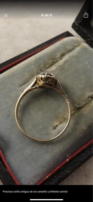Anillo oro 18k antiguo brillantes