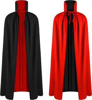Capa Vampiro Negra y Roja con Cuello Alto