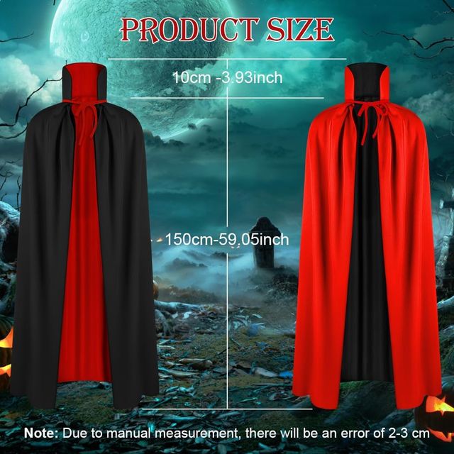 Capa Vampiro Negra y Roja con Cuello Alto
