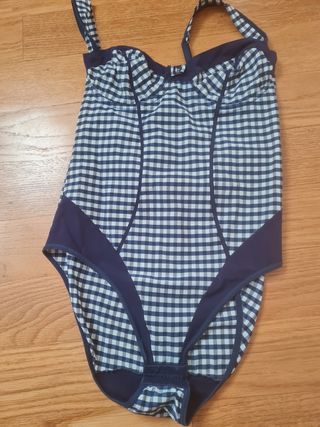 Body donna Cacharel a quadretti blu e bianchi