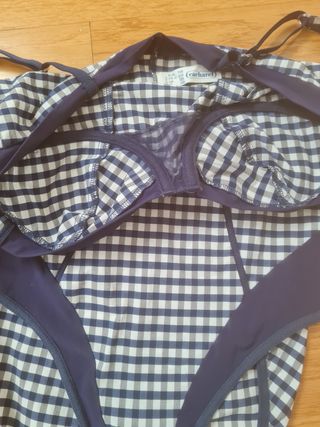 Body donna Cacharel a quadretti blu e bianchi