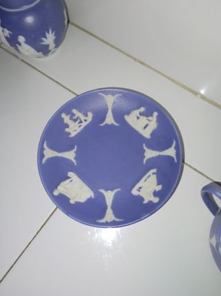Juego de té de porcelana azul wedgwod