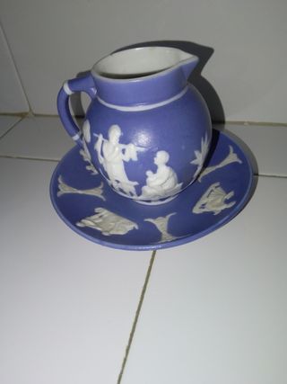 Juego de té de porcelana azul wedgwod