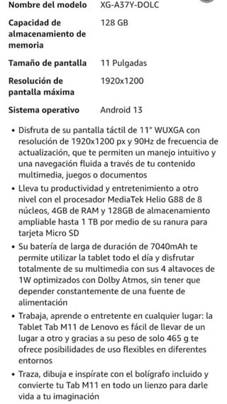 Lenovo Tab M11 con Lápiz Táctil
NOOOOO NEGOCIABLE!