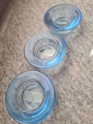 Set 3 Portacandele Ikea Vetro Blu