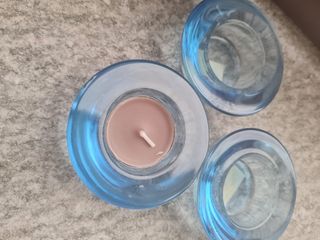 Set 3 Portacandele Ikea Vetro Blu