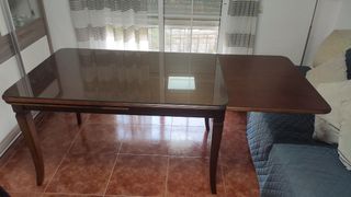 Mesa extensible clásica madera y cristal