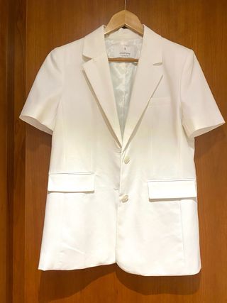 Blazer Stradivarius Manga Corta Blanca