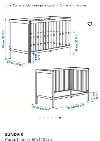Cuna SUNDVIK Ikea 60x120 cm Blanca