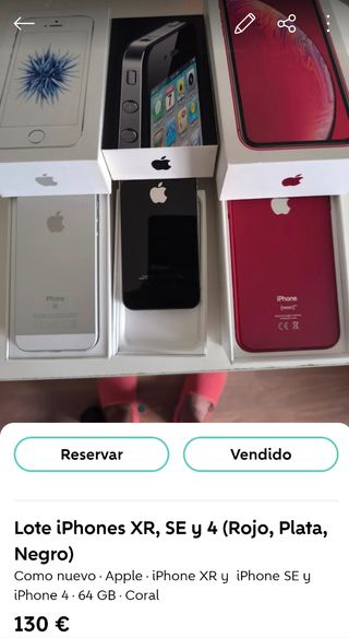 Lote 3 iPhones: XR, SE y 4