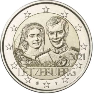 Luxemburgo 🇱🇺 2 euros 2021 - Boda Real (Relieve)