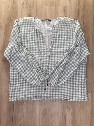 Camisola Zara cuadros verde y blanco