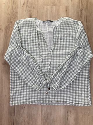Camisola Zara cuadros verde y blanco