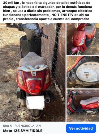 Moto 125 SYM Fiddle - 30.000 km
