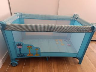 Cuna de viaje plegable azul