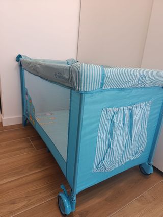 Cuna de viaje plegable azul