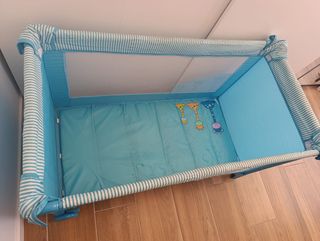 Cuna de viaje plegable azul