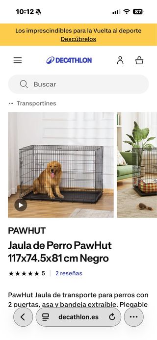 Jaula Perro PawHut 117x74.5x81cm Negra