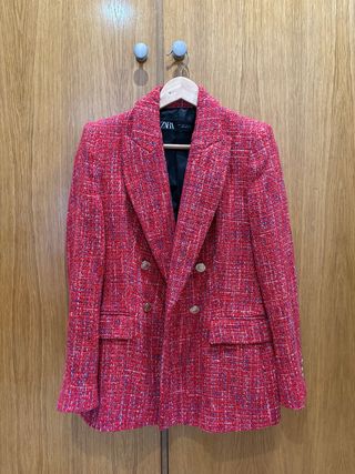 Blazer Zara Roja Tweed