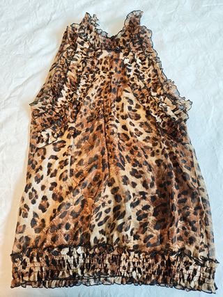 Blusa Halter Leopardo Volantes