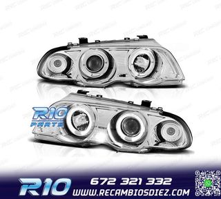 FAROS BMW E46 98-01 OJOS ANGEL FONDO CROMO
