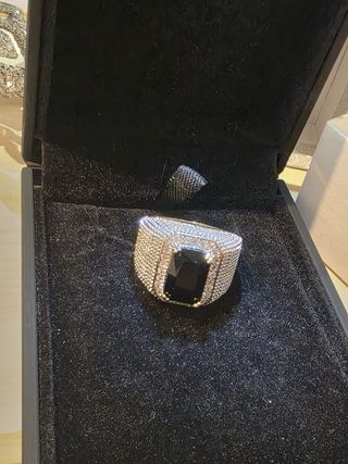 Anillo Hombre Ónix Negro Brillantes